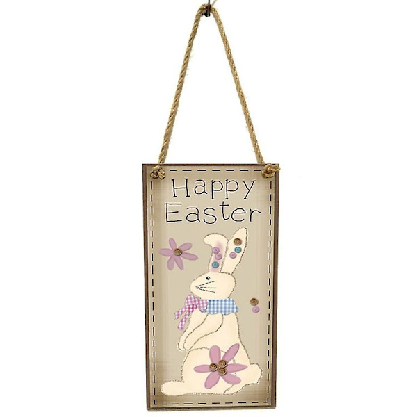 1 st. Glad Påsk Trähänge Dörrhängande Skylt Kyckling Kanin Bunny För Hem Påsk Dekoration Trähantverk Ornament C