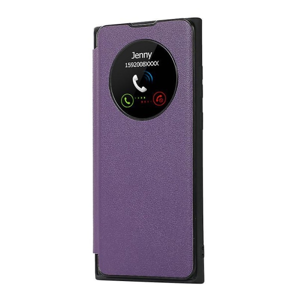 Smart Sleep/Våkn Opp Funksjon Visningsvindu Premium Lær Flip Etui For Samsung Galaxy S24 Ultra/s24 Plus/24 Med Kortlomme Stativ Purple S24