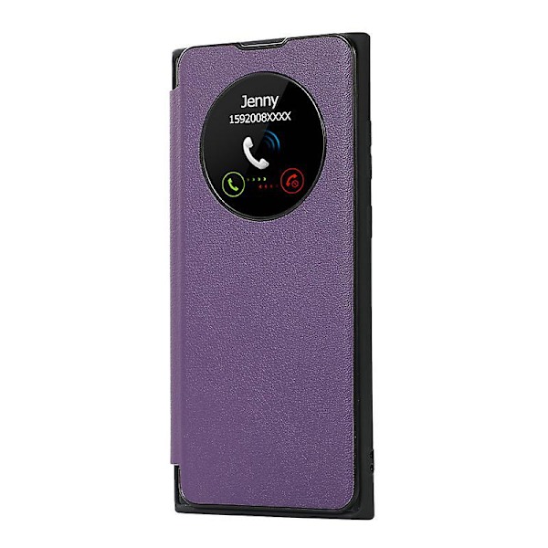 Smart Sleep/Wake-funktion Fönster Premium Läder Flip Case för Samsung Galaxy S24 Ultra/s24 Plus/24 med Kortfack Stativ Purple S24 Ultra