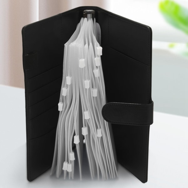 A5 Læder Notesbog Binder Med 16 stk. A5 Plastik Binder Lommer, Budget Kuvert System, a5 Budget P