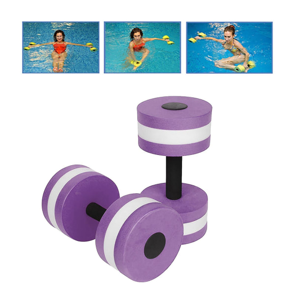 Simningsflottar för Vuxna 1 Par Aqua Fitness Hantlar Skum Dumbbells Handstänger Pool Motståndsträning Purple