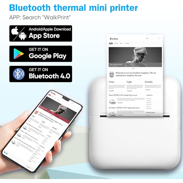 Bluetooth Thermal Printer for Mobile Printing, Inkless Printing for Creative Stickers, Portable Printer with High-Resolution Prints, Versatile