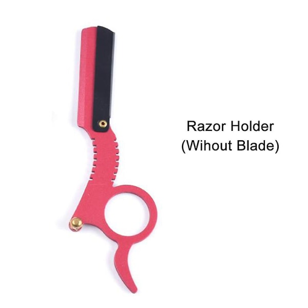 Straight Edge Barber Razor Skægbarbering Tommelfinger Rustfrit Stål Blads Holder Red