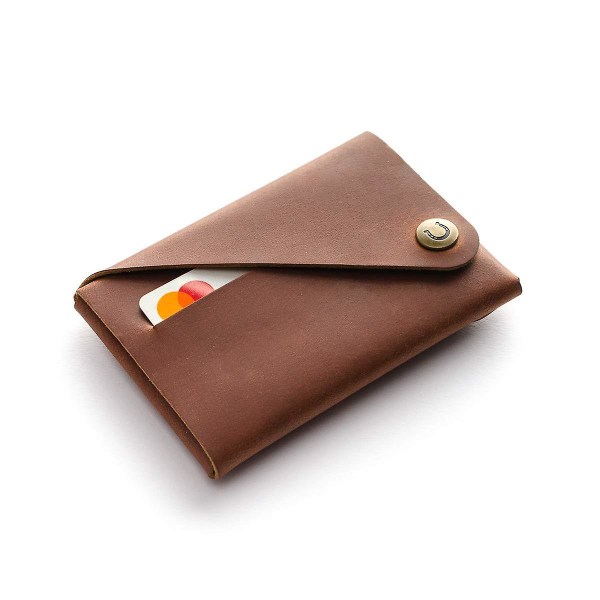 Minimalistisk lommebok/kortholder, Crazy Horse Leather Card Holder, brun