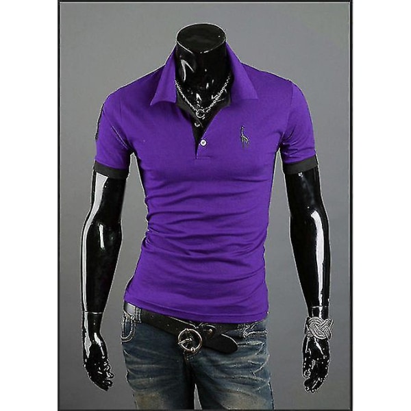 Sommertøj 2023 Casual Sport Mænd Polo T-shirts med logobroderi Monteret Golf Mænd Polo shirts Purple XXL