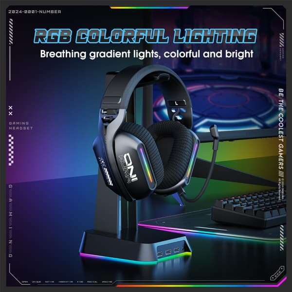 GT808 tri-mode over-ear gaming headset with Bluetooth 5.3, 2.4g wireless, ANC, 60-hour battery, and 20ms low latency 440