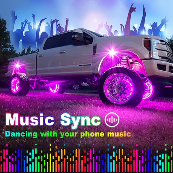 Rock Light-sett Neon Underglow Vanntette Underbody Bil Chassis Lys for Bil Lastebil 4 Pods