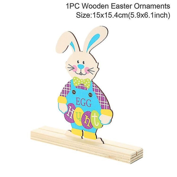 10 stk Glad påske treegg med hampetau Bunny Kanin Chick Wood Craft For Home Easter Party Hengende Dekor Kid DIY Maleri F02-1Pcs
