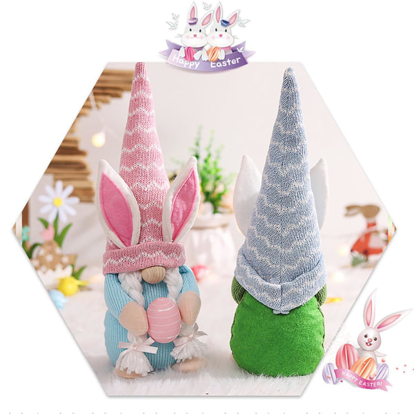 Easter Gnomes Plysj Home Decor Office Gift Good Luck Dvergsett med 2
