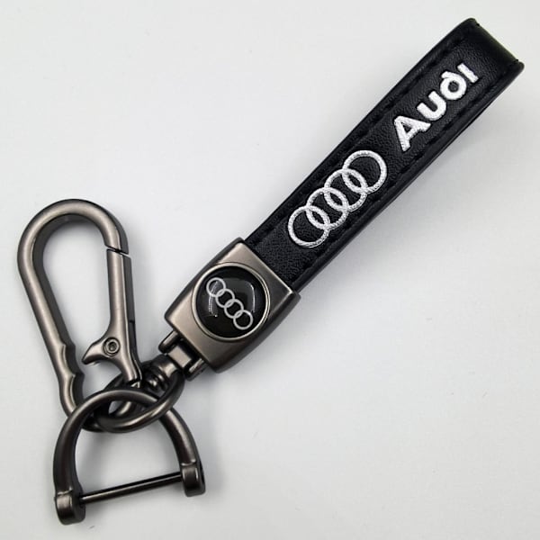 Nøglering i Læder til Bil med Metalfinish | Robust Nøglering | Nøglering og Hæklet Udstyr Sølv Hardware Sølv Hardware Silver Hardware Audi