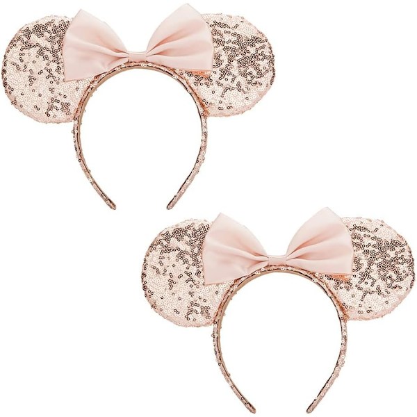 2-pack Musöron-Hårband med Glittrande Rosett för Festdekoration, Cosplay-Kostymer, Kvinnor