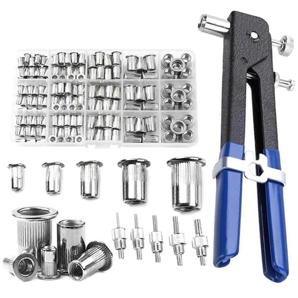 150 st Nitmuttertång Mandrel Kit M3//M5/M6/M8 Mutter Nitmandrel Reparationsverktyg Nitmuttertång Set med Tång As Shown