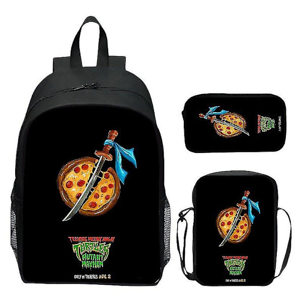 2024 Nya Teenage Mutant Ninja Turtles Skolväska Axelväska Pennväska 3-pack 16\" Ryggsäck Cartoon Tryckt Väskor Pojkar Födelsedagspresent T-06