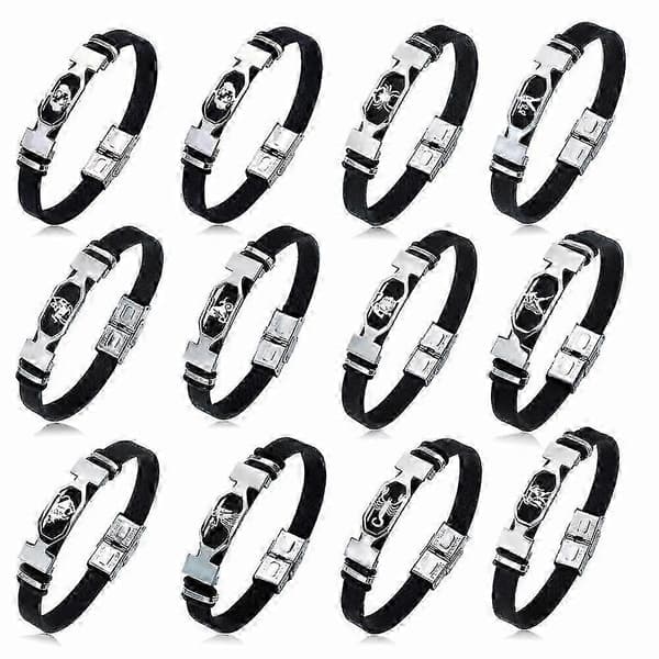12 Zodiac Rustfrit Stål Læder Wrap Armbånd til Mænd & Kvinder Taurus