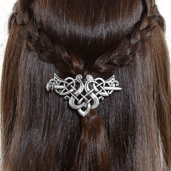 Celtic Knot Hårklämmor, vintage Viking-hårtillbehör Hårglidsticka hästsvanshållare