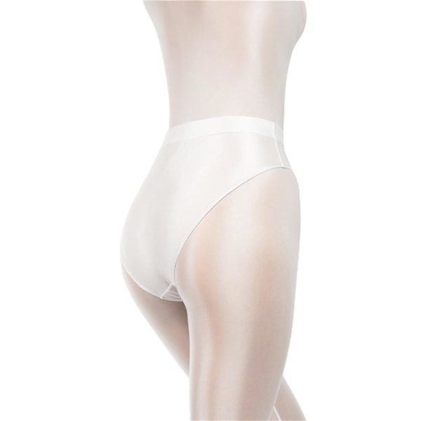 Kvinner Silky Shiny Satin Glossy Wet Look Knickers Høy Midje Truser Undertøy Truser White 2XL