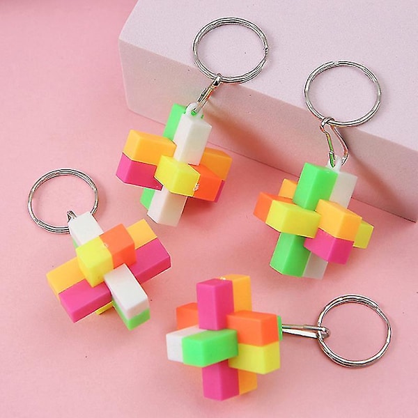4-pack Pussel Luban Lås Nyckelring Magisk Kub Leksaker För Barn Vuxna Stressreducerande the cross