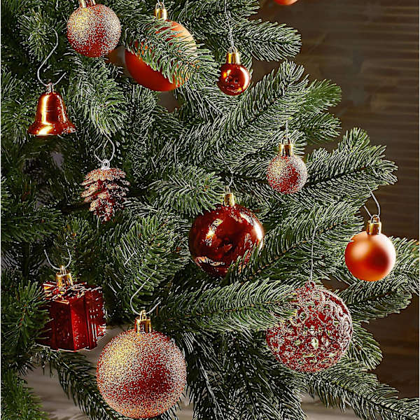Brubaker 101-dels Julekuler med Topppynt i Lilla, Julepynt til Juletreet orange