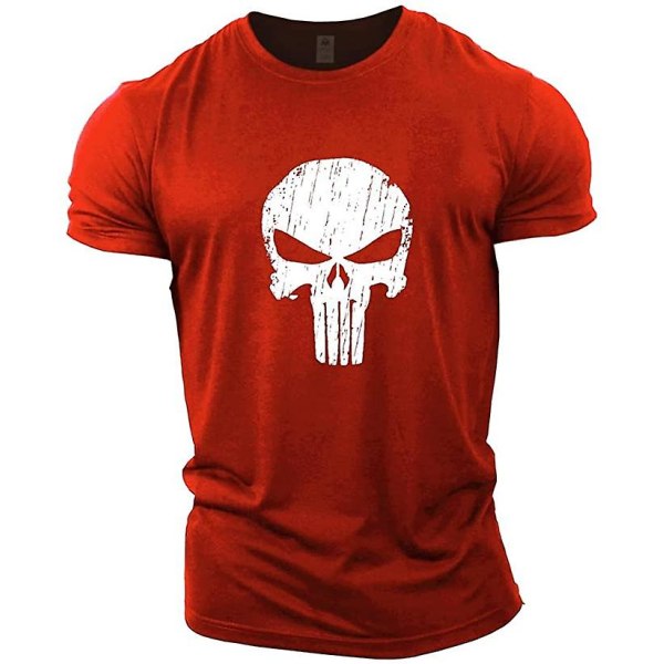 Punisher Skull Bodybuilding Top Red XXL