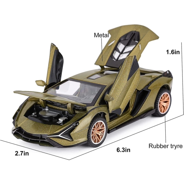2024,leksaksbilar Sian Fkp3 metallmodellbil med ljus och ljud Pull Back leksaksbil