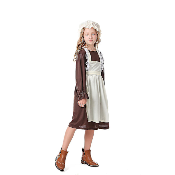 Ny Pigebarn Kostume - Fattig Pige Tjener Forældreløs Fancy Dress Kostume Victorian Fattig Pige Kostume Kjole Black-White S