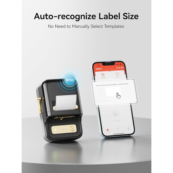 B21 Label Printer, Mini Adhesive Label Printer, Label Width 20-50 mm, Retro Bluetooth Label Printer for Office Organization Nero