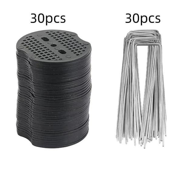 100-400 stk U-formede jordplugger med bufferringer hageplugger for å feste ugresslandskapsnett hageplen tilbehør 40pcs B