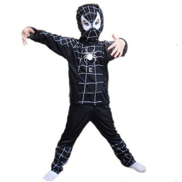 Børne Superhelt Spiderman Cosplay Kostume Sæt Black Spiderman 6-7 Years