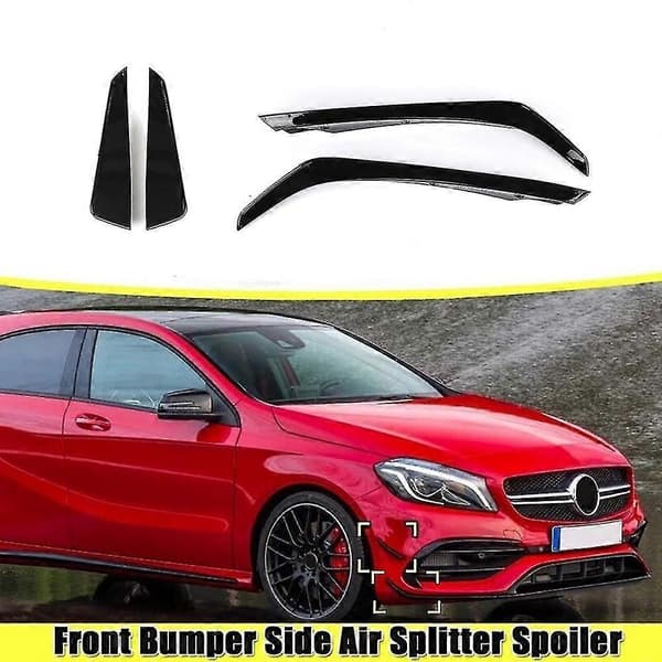 4 STK Front Bumper Side Tåkelys Splitter Spoiler for en W176 A180 A200 A220 A250 A45 2016-2018-Sincere black