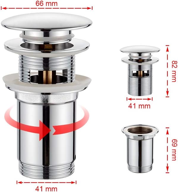 Durable Brass Basin Drain, Chrome Finish, Leak-Proof Design, Hot and Cold Water Availability