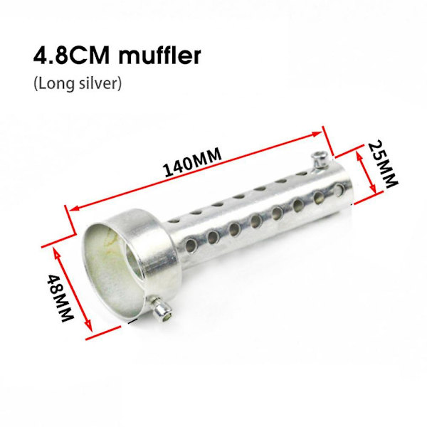 Motorcykel Udstødningsdæmper 35mm 42mm 45mm 48mm 60mm Db Killer Udstødningsrør Dæmper Lyddæmper Motorcykel 48MM Long Silver