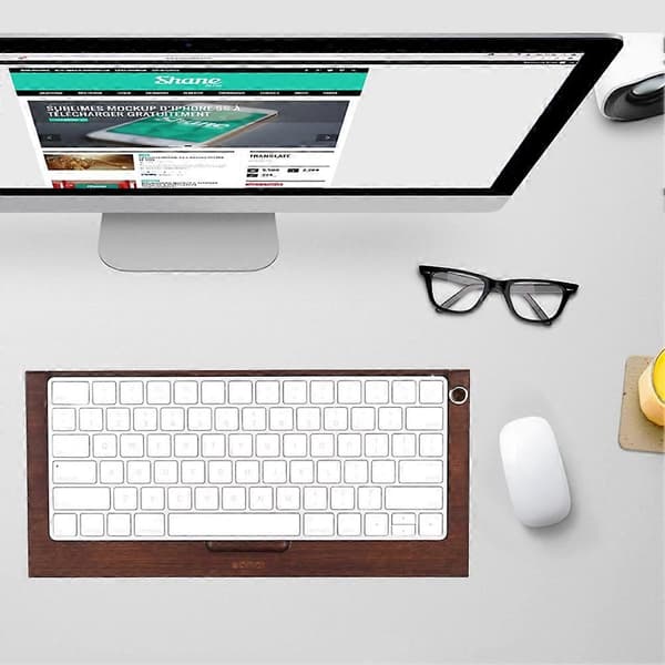 Monitoiminen puinen kalteva Bluetooth langaton näppäimistöteline Magic Keyboard 2:lle