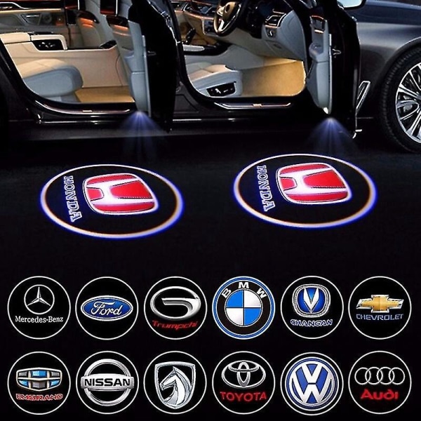 2 st logoprojektor sladdlös bildörrsljus Stämpningsfri självhäftande bilmärke logotyp projektionslampa automatisk på/av Bildekor Nyhet Chevrolet