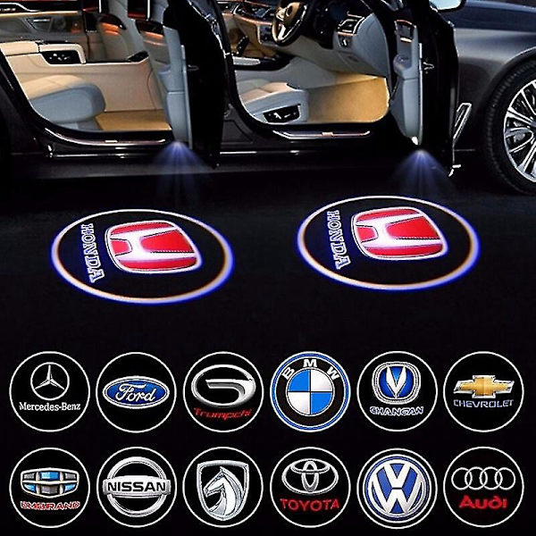 2 st Logoprojektor Trådlös Dörrlampa för Bil, Hålsfri Lim, Bilmärkeslogoprojektion, Automatisk På/Av, Bildekor, Ny BMW M