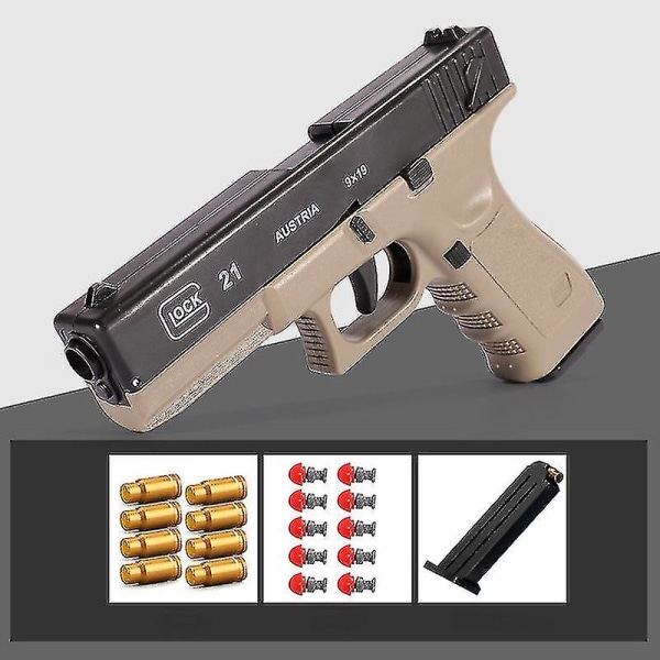 Skallutstøtende Glock Soft Bullet Gun Automatisk Burst Lekepistol Tomt lager hengemaskin Lekepistol desert color