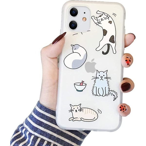 Kompatibel med Iphone 11- case med genomskinligt frostat varmt mode söt katt 3d-mönster för kvinnor