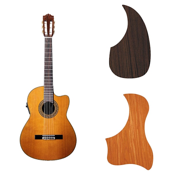 Farfi Gitarr Pickguard Självhäftande Repskydd Ersättning Valnöt Träkorn Vattenformad Folk Gitarr Skydd Repskydd För Gitarrist A