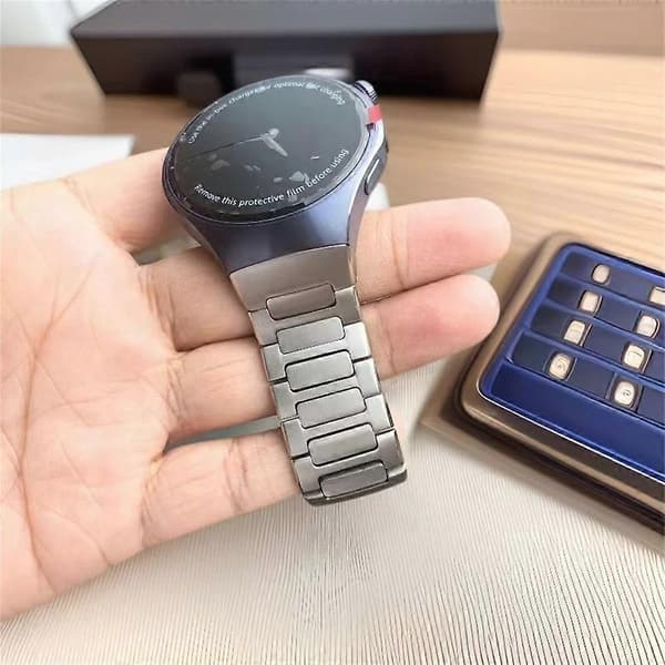 Til Huawei Watch 5 46mm Titanium Alloy Urrem Quick Release One-bead Håndledsrem Black