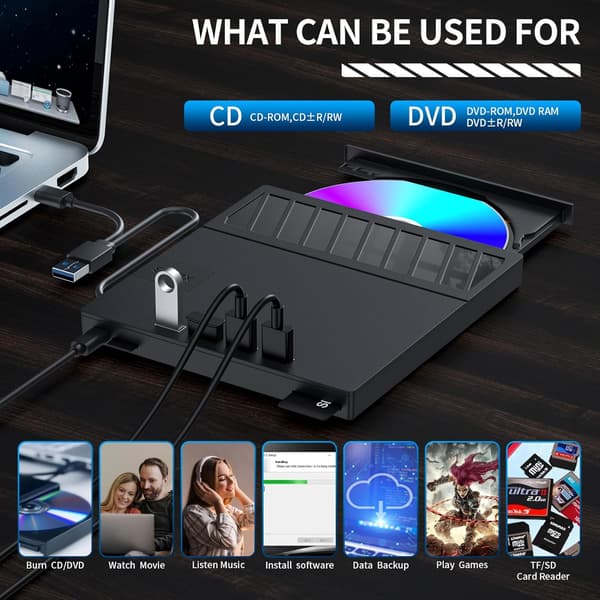 7-in-1 External DVD Burner DVD Drive