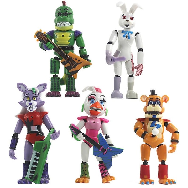 5 kpl Five Nights At Freddys -toimintahahmot Toy Security Breach -sarja Glamrock Foxy Bonnie Fazbear PVC-nukke Fnaf lapsille lahjaksi