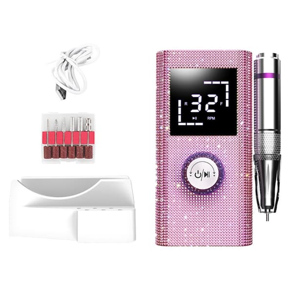 Professional Nail File Machine with Memory Function & Adjustable Speed (0-45000 RPM) Pink Pink 1000