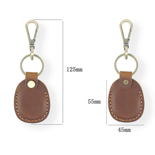 Læderetui til Airtag, Stødsikkert Etui med Nøglering, Vintage Fuld Kropsbeskyttende Etui til Apple Airtag black
