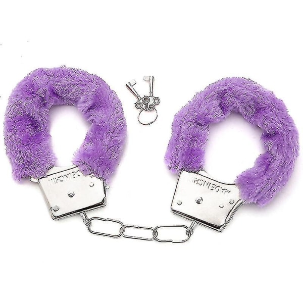 Metalhåndjern med 2 nøgler kompatibel med cosplay politirollelegetøj Purple