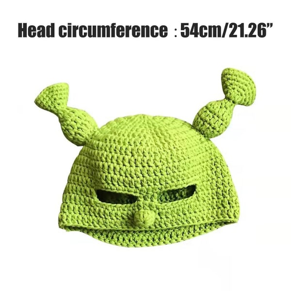 Shrek Syksyn ja Talven Unisex Käsinneulottu Vihreä Piirretty Hattu Lämmin Beanie Hat Villa Dome Hat