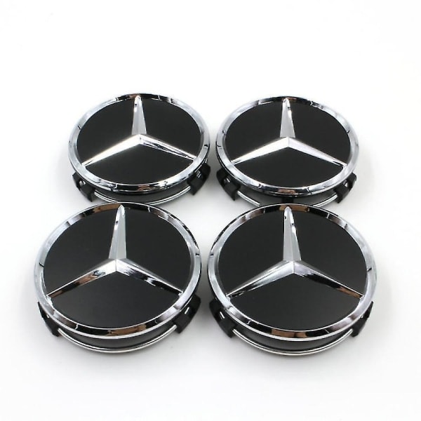 4-osainen auton vanteen peite, Benz-logo 75 mm vanteille, keskiön vanteen peitekehän logo 3 kulmaa vanteen merkki black