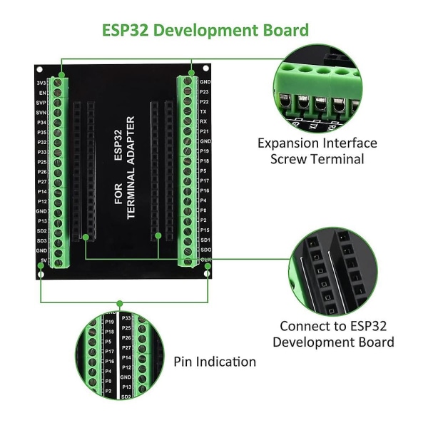 Esp32 Breakout Board Gpio 1 Into 2 Yhteensopiva Nodemcu-32s Lua 38pin Gpio Laajennuslevy