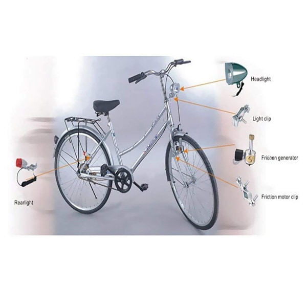 Sykkel 12V 6W Dynamo Frontlykt Baklykt Kit Friksjonsdynamo Lysdrakt