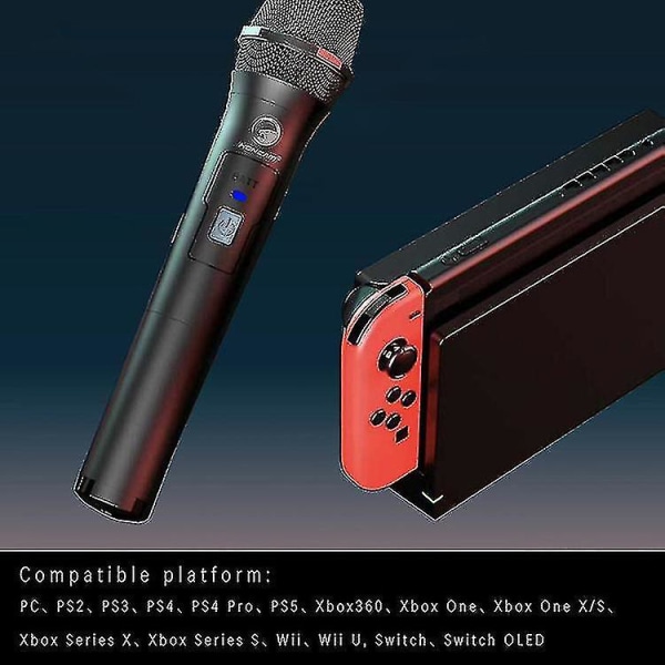 Ps5 trådløs mikrofon, spillekonsolmikrofon, med switch kompatibel med Nintedno Switch Ps5 PS4/wii U spil trådløs mikrofon (hvid)