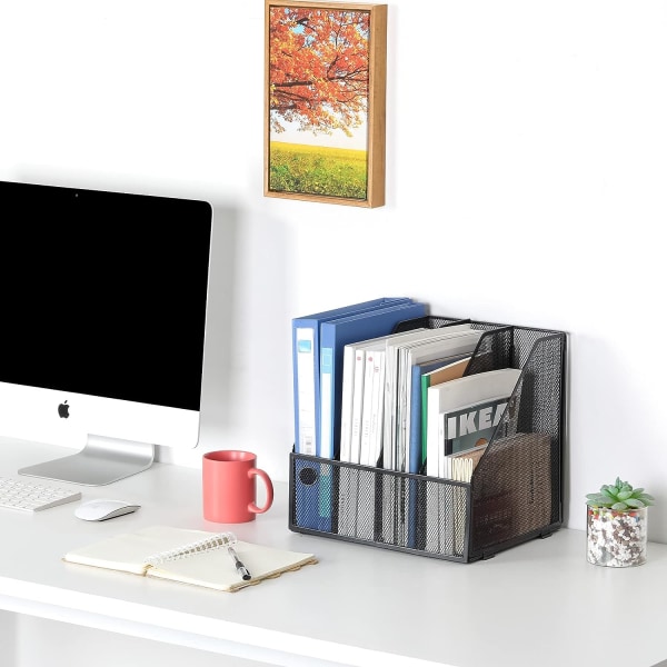 Desktop Metal A4 Skrivebord Tidy Office Litteratur Ringbind Papir Organizer Arkivering Rac