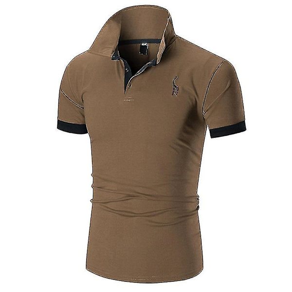 Sommertøj 2023 Casual Sport Mænd Polo T-shirts Med Logo Broderi Fitted Golf Mænds Polo Shirts Camel XL